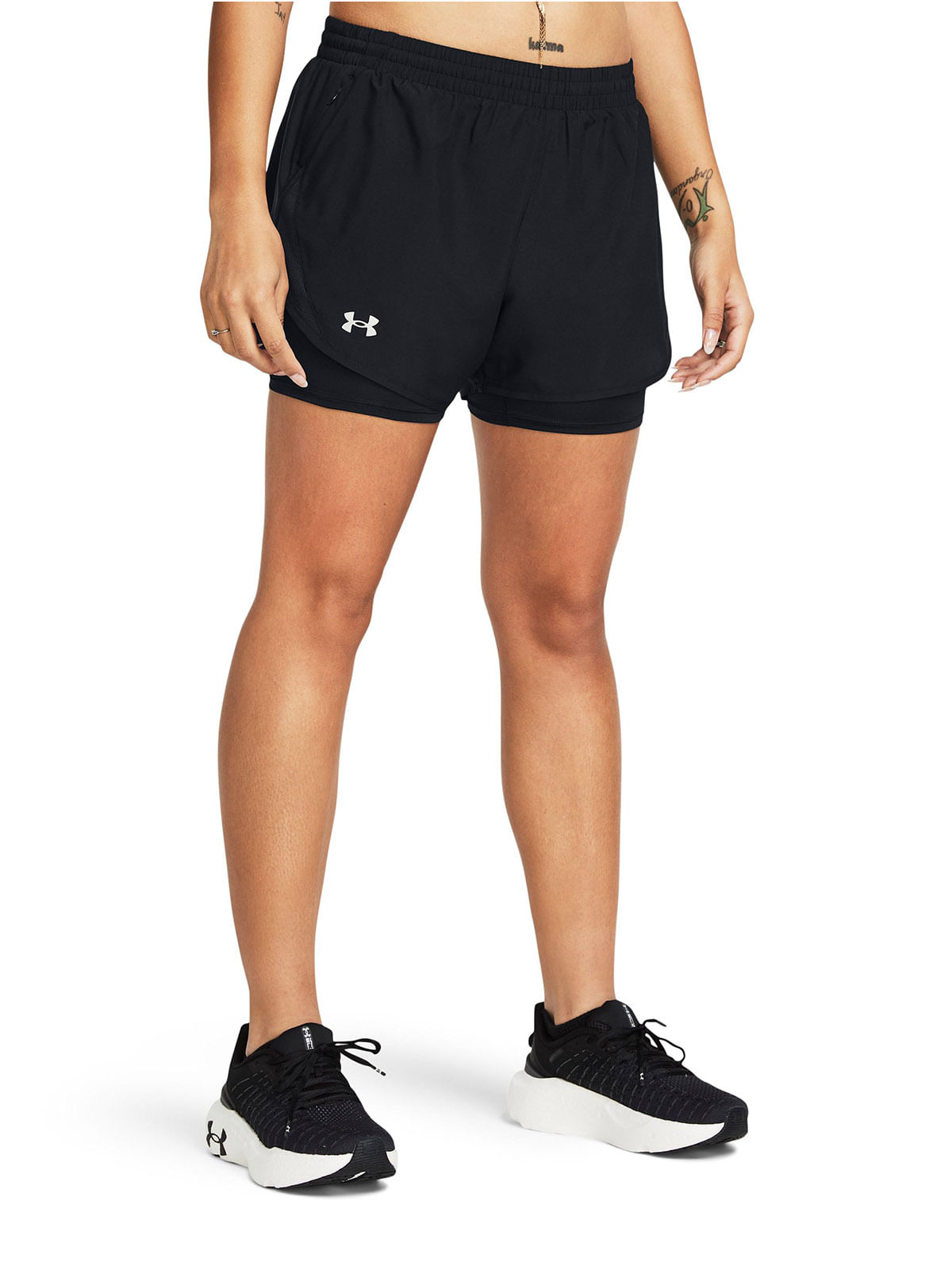 Shorts UA fly-by 2-en-1 negro para mujer