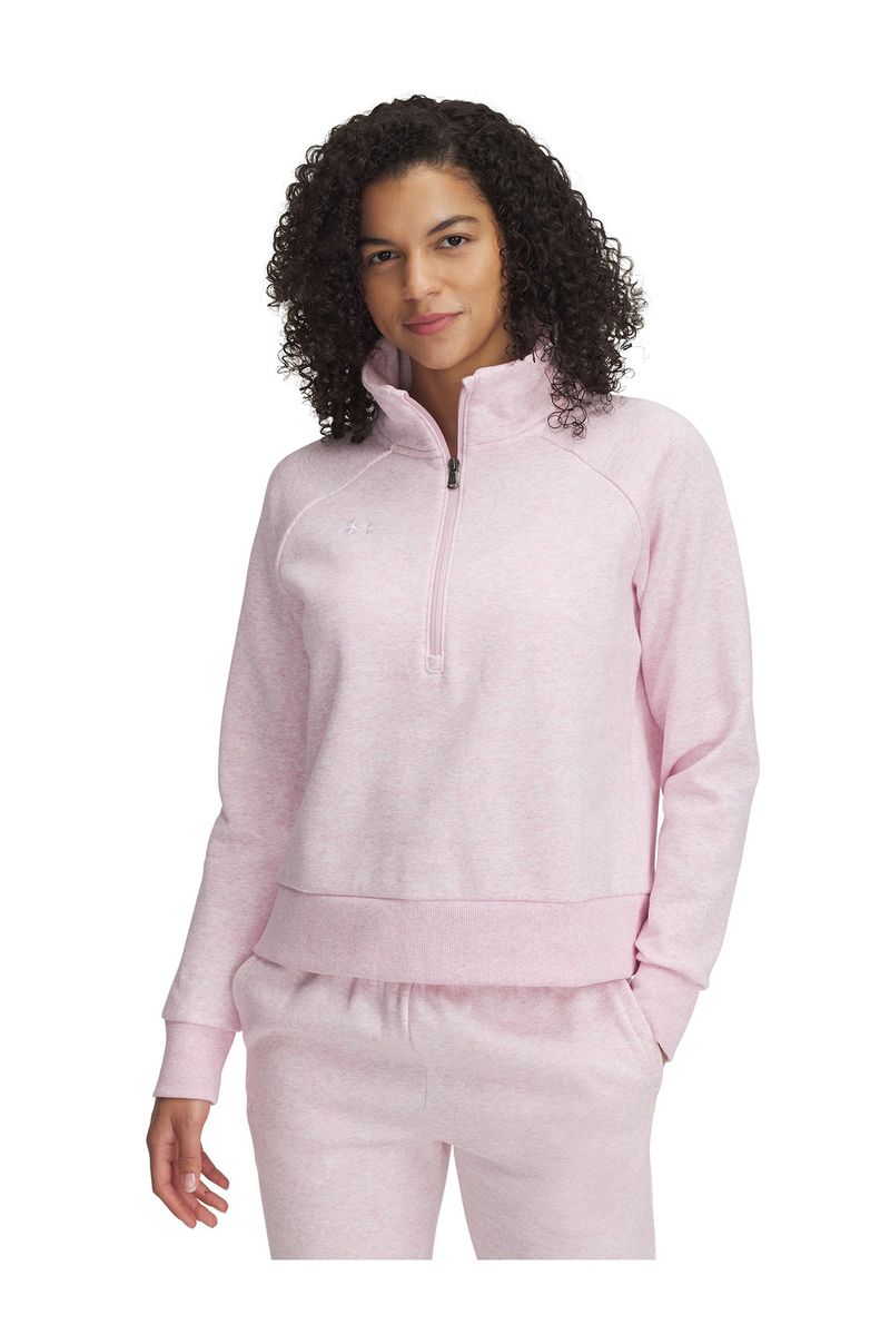 Poleron-UA-Rival-fleece-½-cierre-rosado-para-mujer