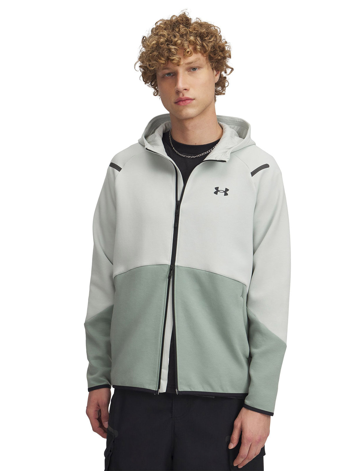 Polerón UA Unstoppable fleece con cierre verde para hombre
