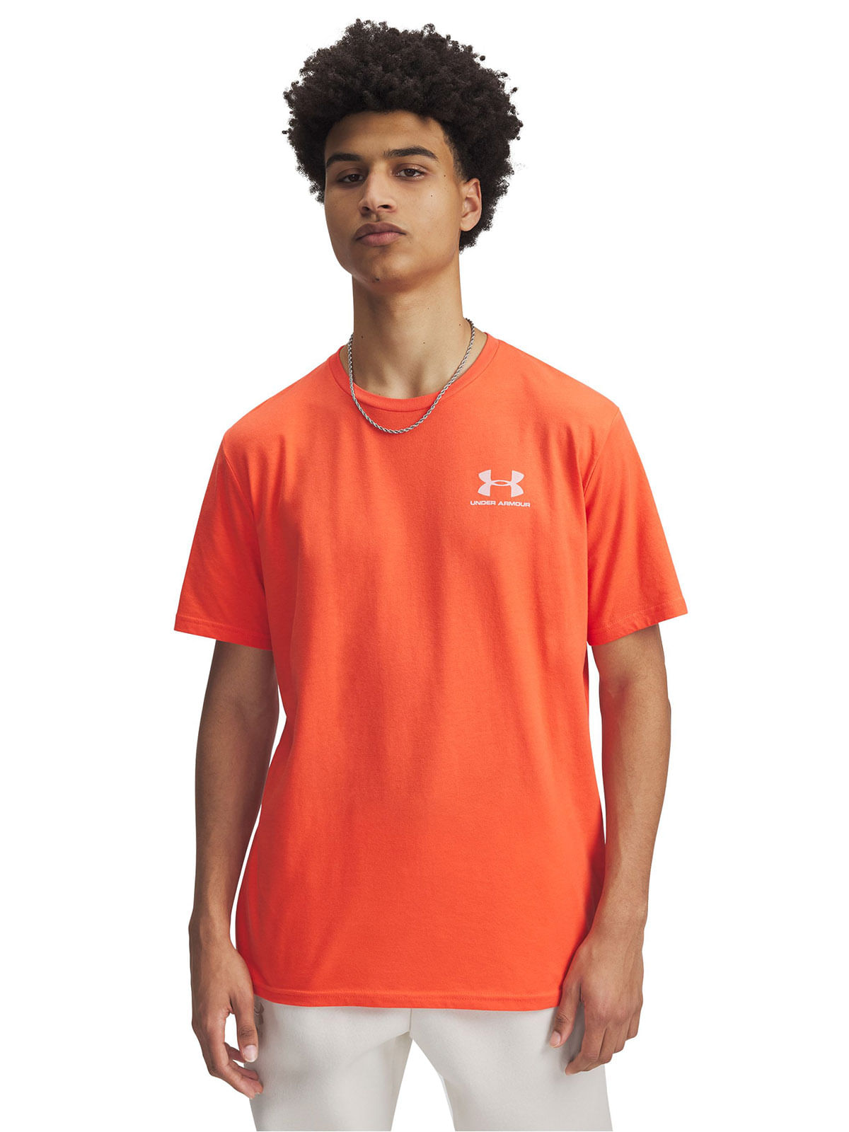 Polera manga corta UA Leftchest naranjo para hombre
