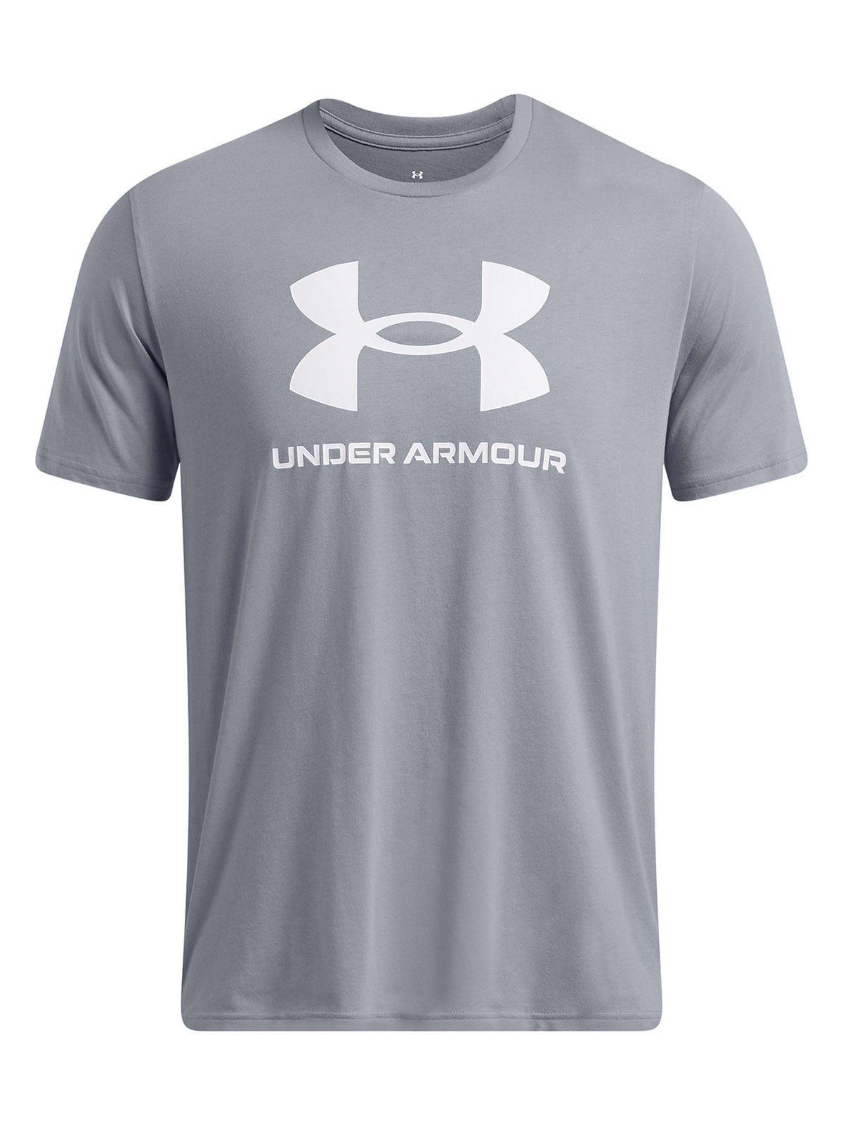 Polera manga corta UA logo gris para hombre