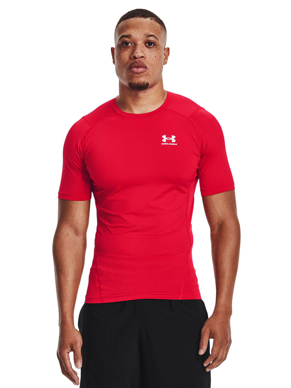 Primera capa manga corta Heatgear rojo para hombre