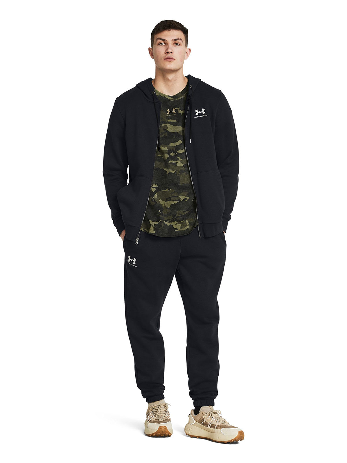 Jogger UA Icon fleece negro para hombre