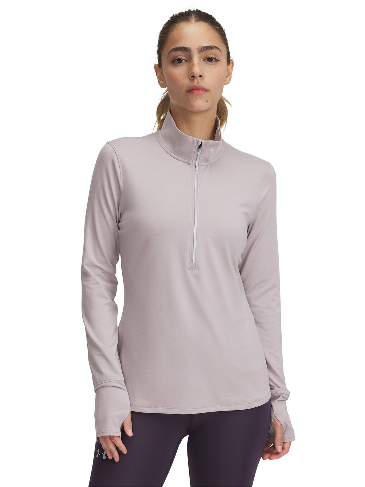 Polerón UA qualifier run ½ cierre gris para mujer