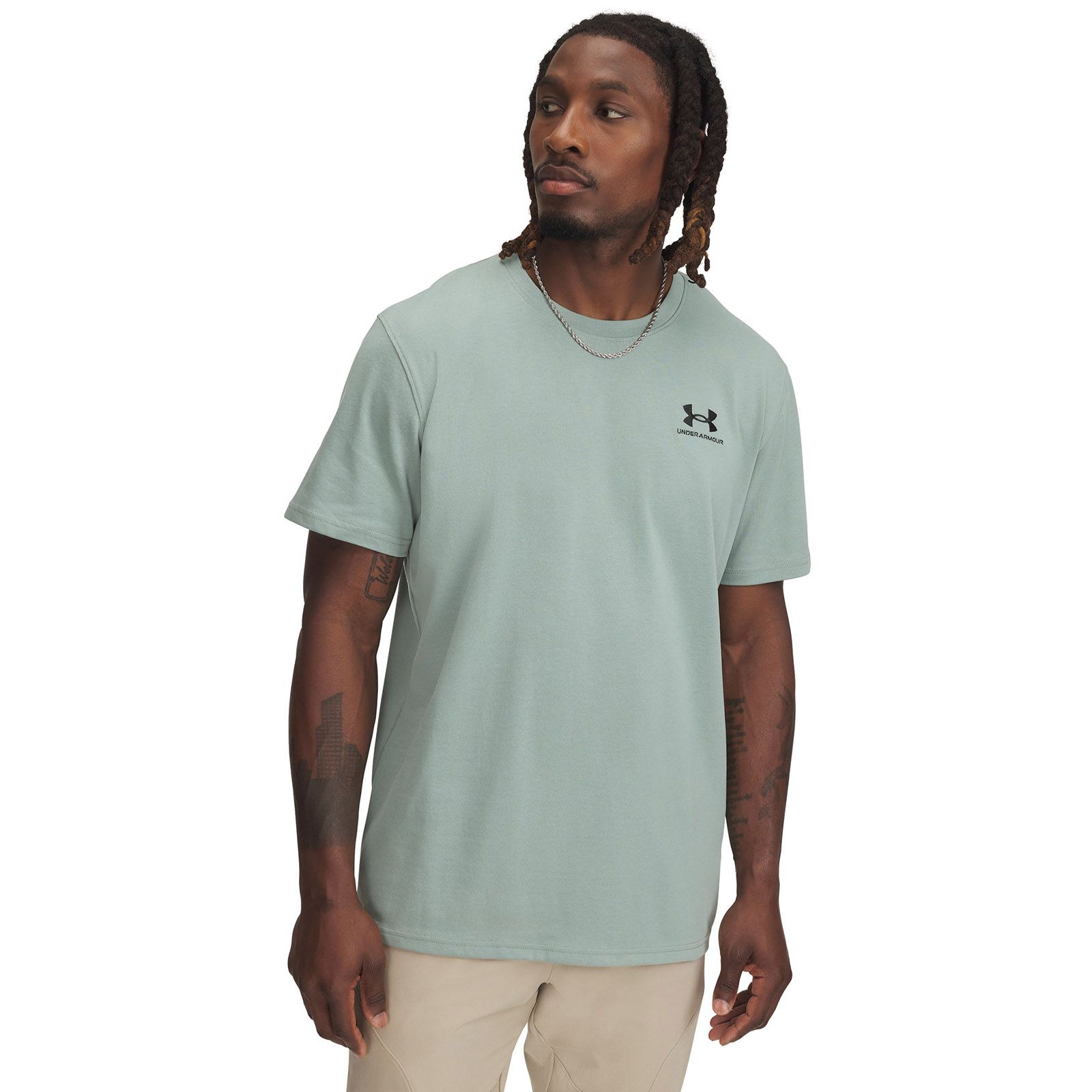 Polera manga corta Under Armour logo heavyweight verde para hombre