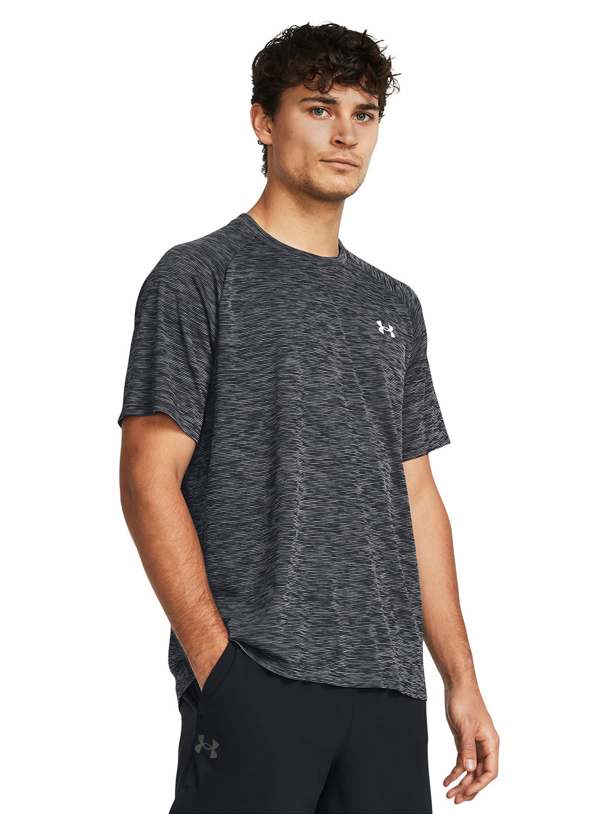 Polera manga corta UA tech negro para hombre