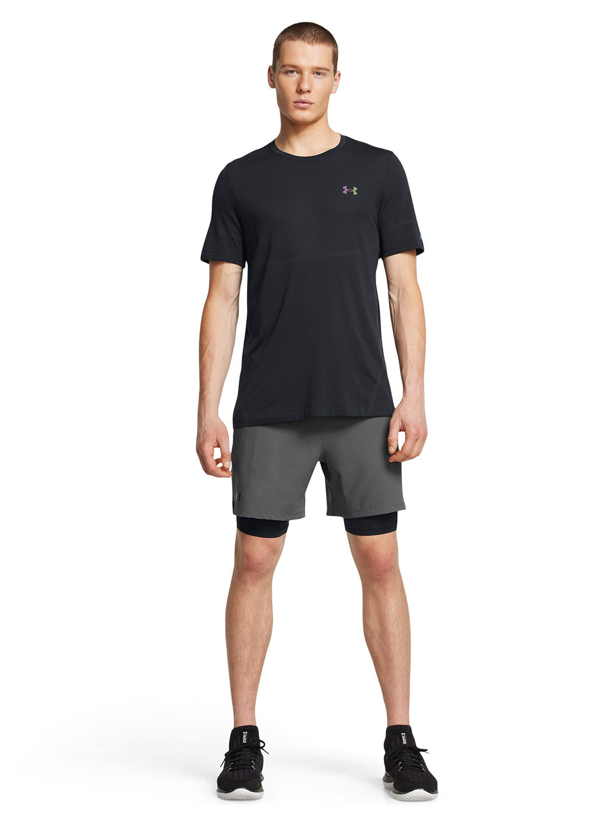Shorts UA vanish woven 2-en-1 gris para hombre