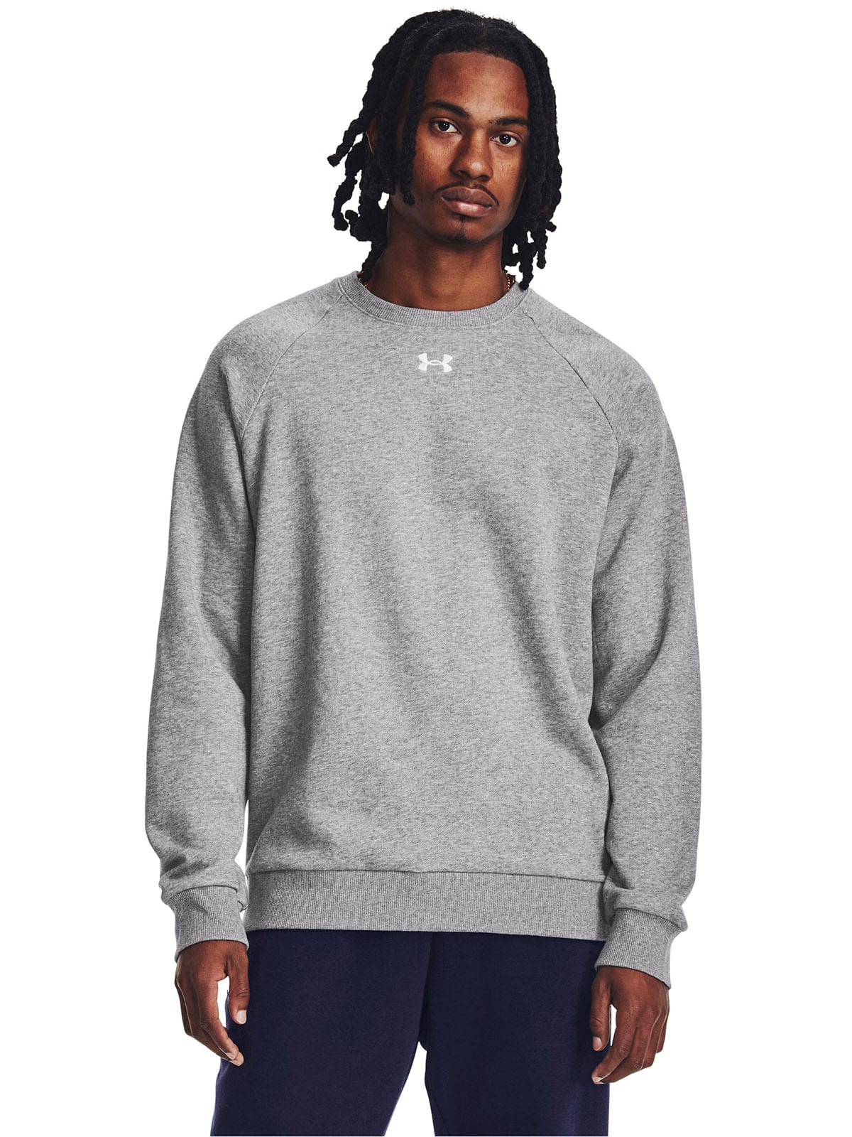 Polerón UA Rival fleece crew gris para hombre