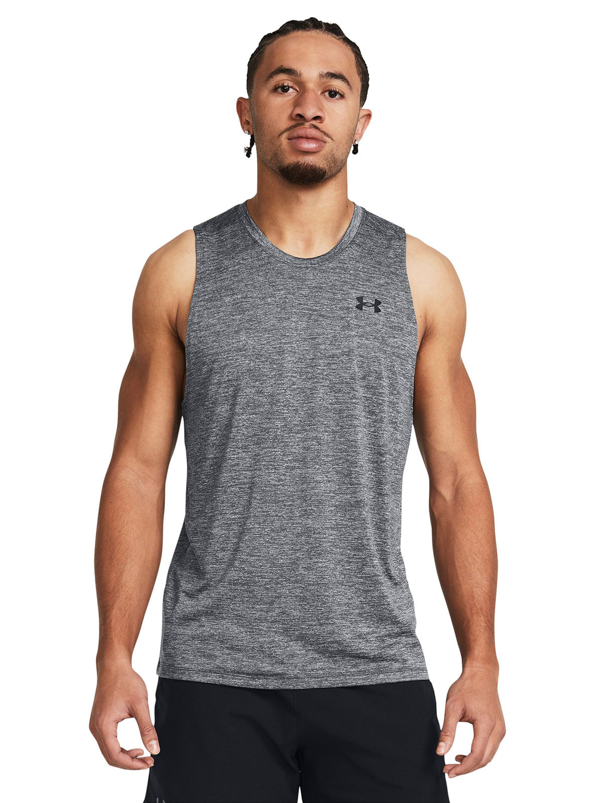 Polera sin mangas UA tech gris para hombre