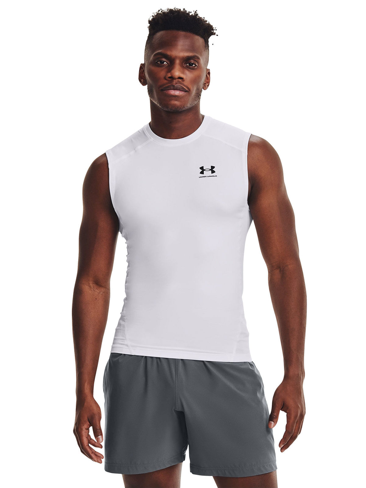 Primera capa sin mangas Heatgear blanco para hombre