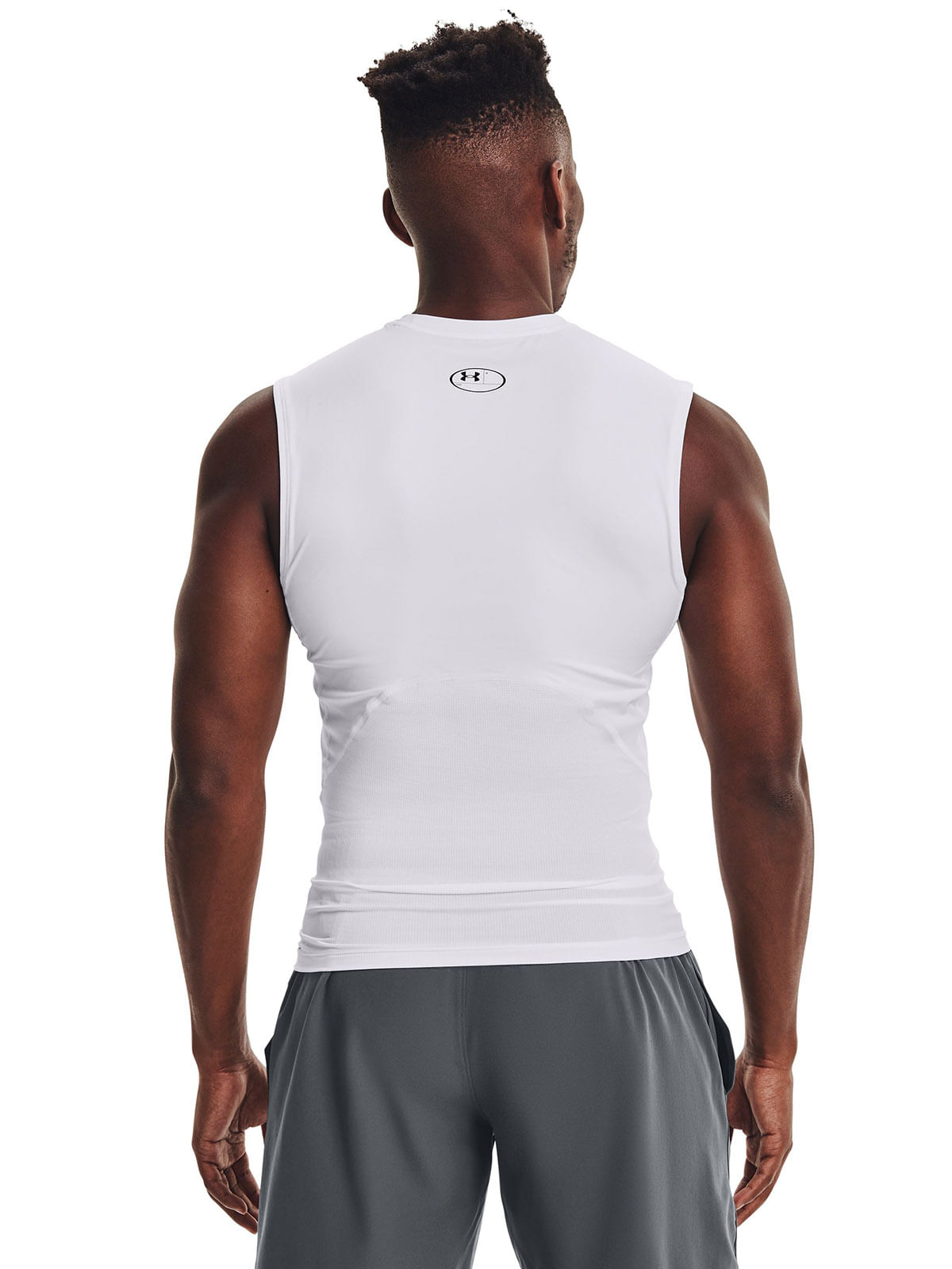 Primera capa sin mangas Heatgear blanco para hombre