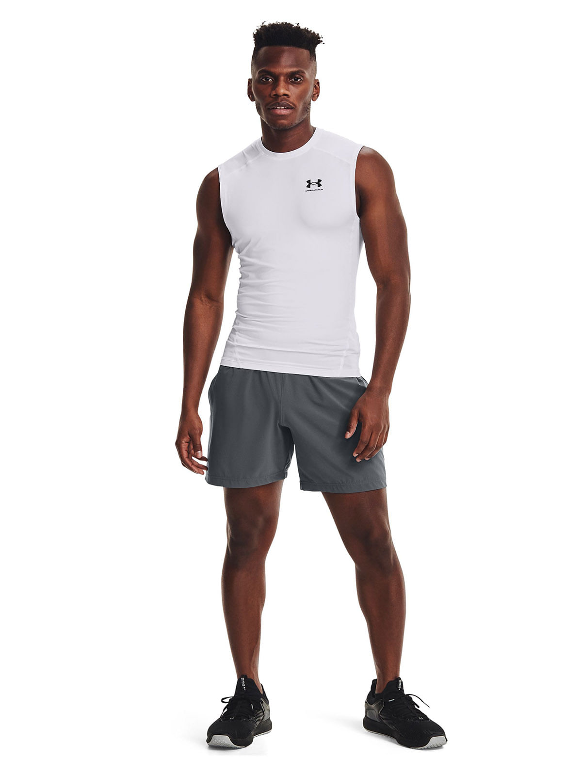 Primera capa sin mangas Heatgear blanco para hombre