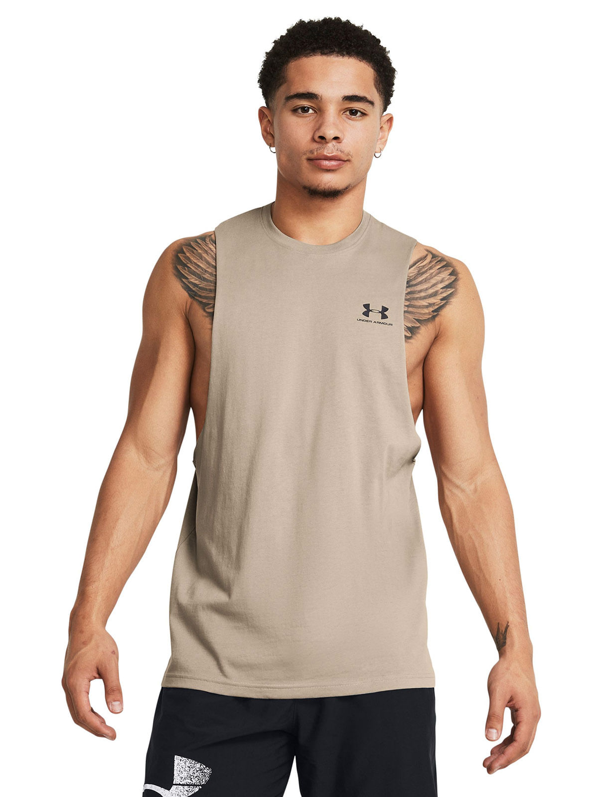 Polera sin mangas UA Leftchest café para hombre