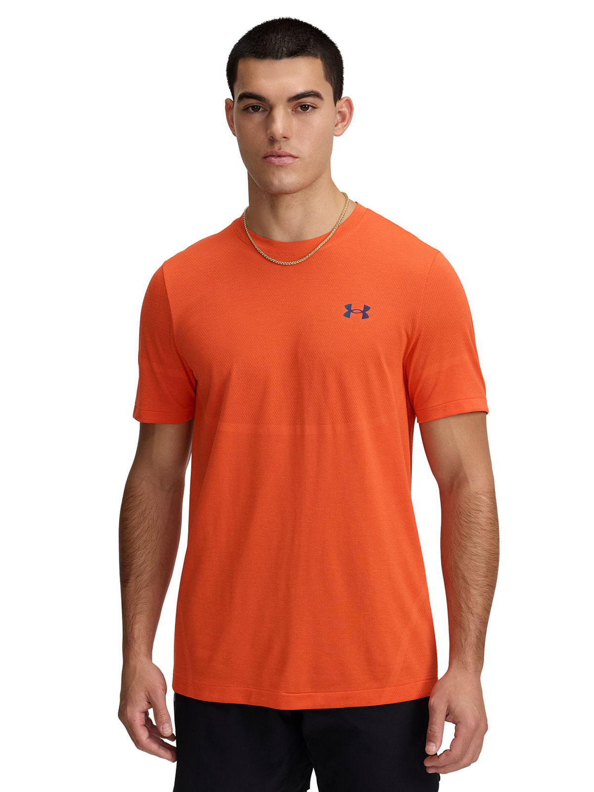 Polera manga corta UA vanish elite seamless naranjo para hombre