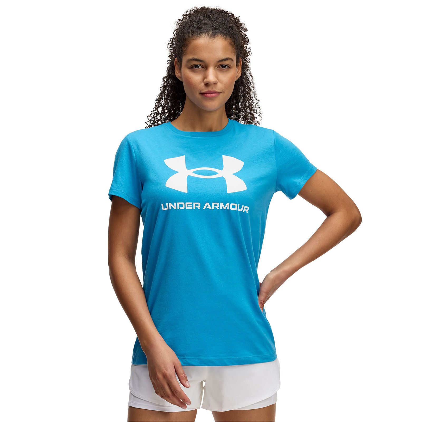 Polera manga corta Under Armour Rival azul para mujer