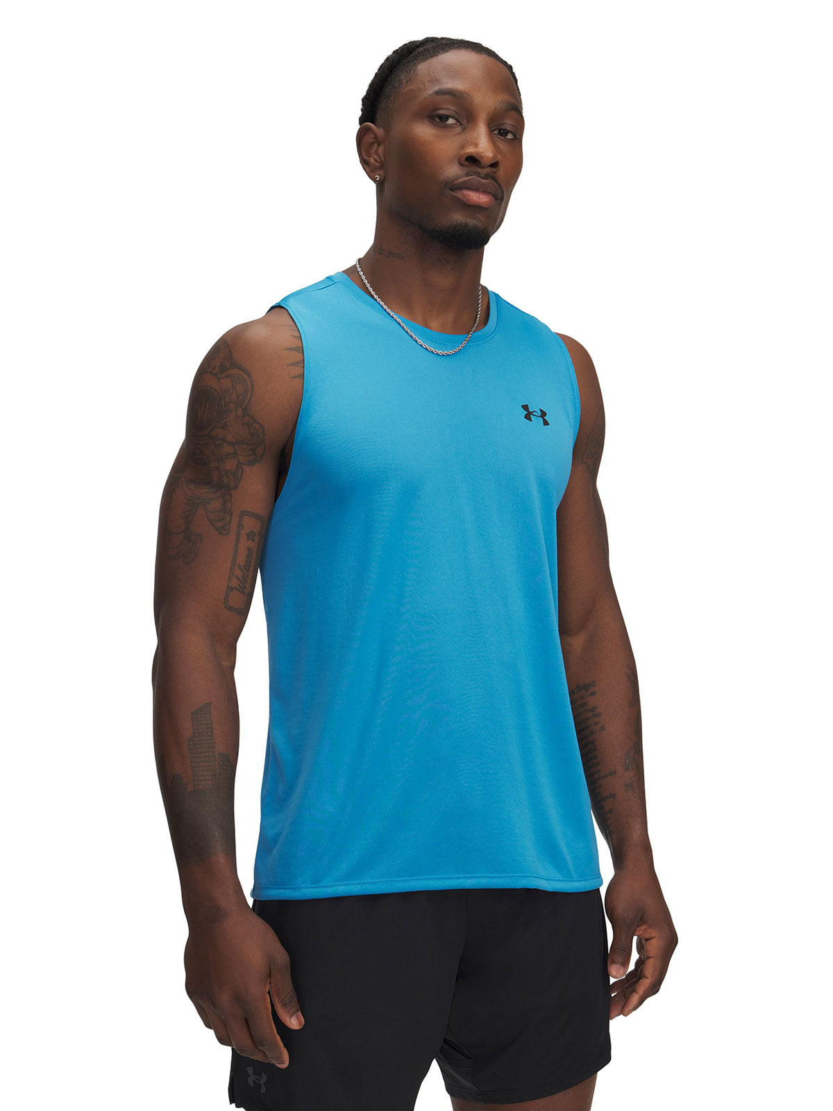 Polera sin mangas UA tech azul para hombre
