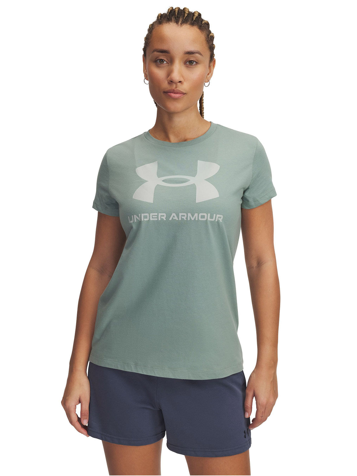 Polera manga corta UA Rival verde para mujer