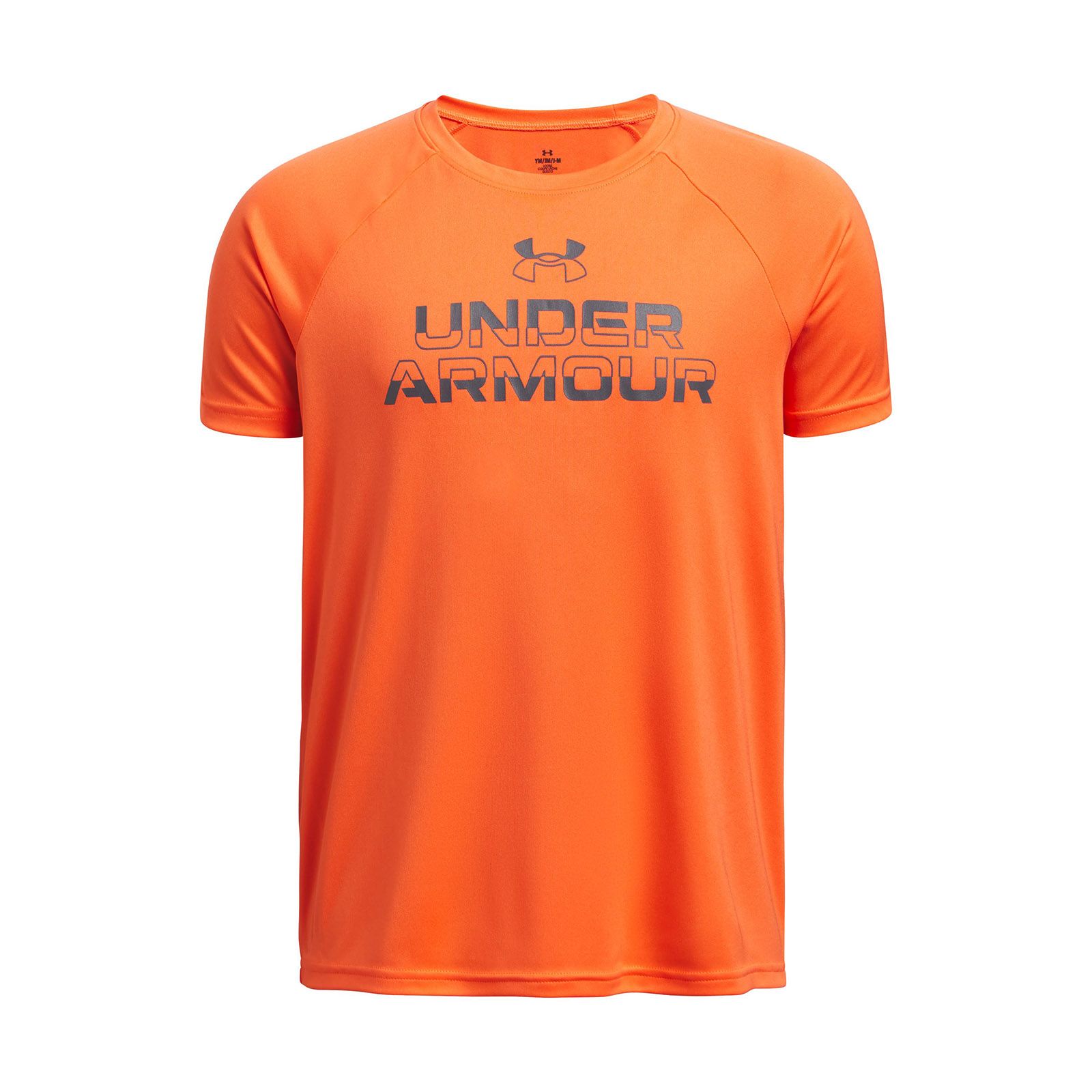 Polera manga corta Under Armour tech split naranjo para niño