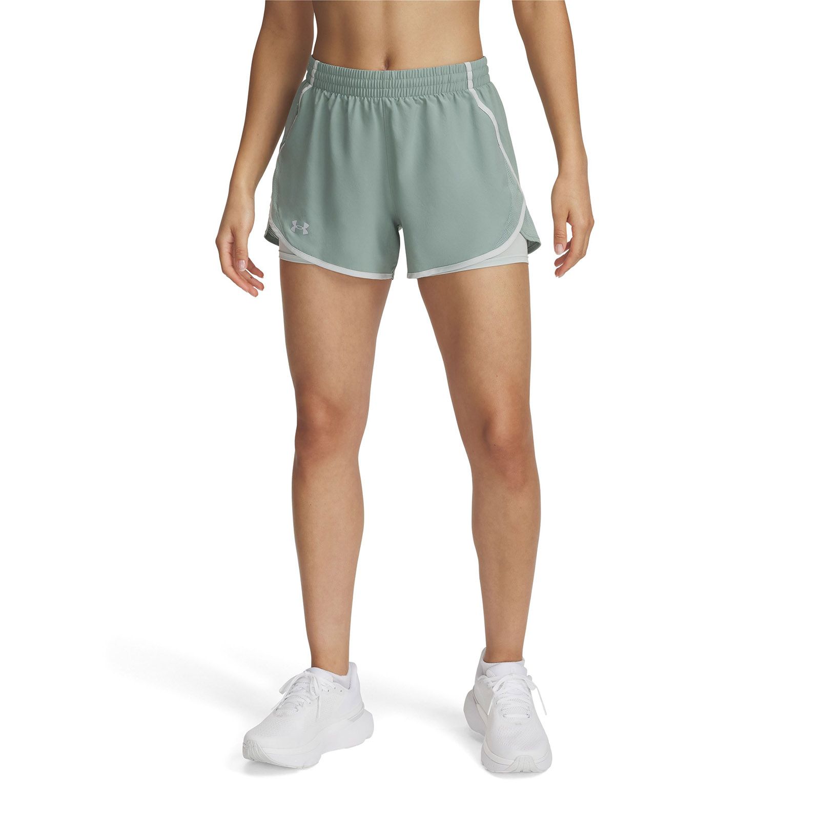Shorts Under Armour fly-by 2-en-1 verde para mujer