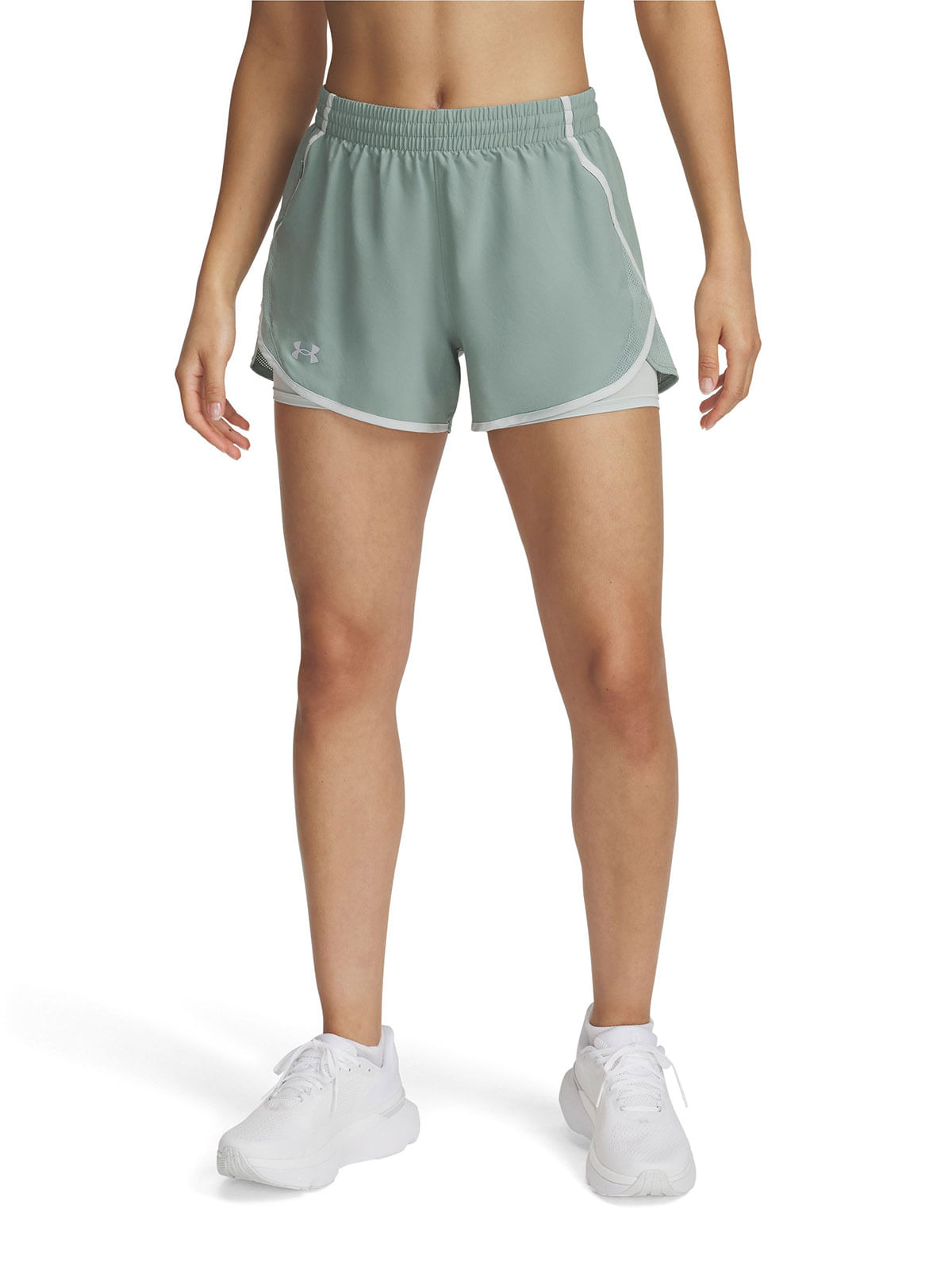 Shorts UA fly-by 2-en-1 verde para mujer