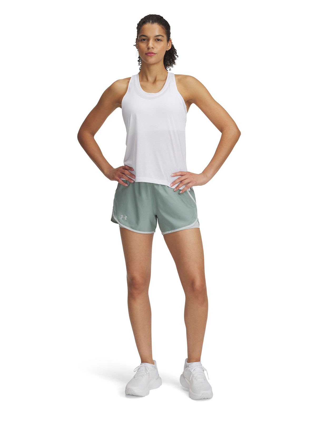 Shorts UA fly-by 2-en-1 verde para mujer