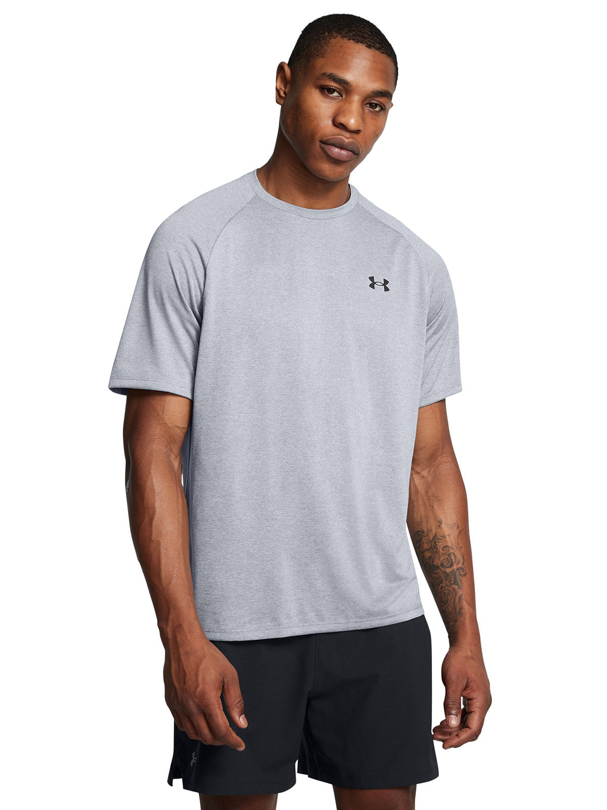 Polera manga corta UA tech 2.0 gris para hombre