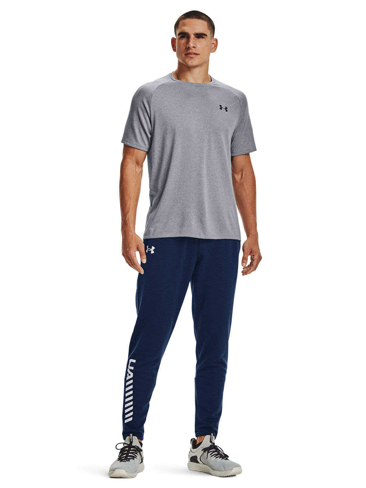 Polera manga corta UA tech 2.0 gris para hombre