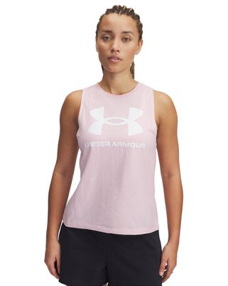 Polera sin mangas Under Armour Rival rosado para mujer