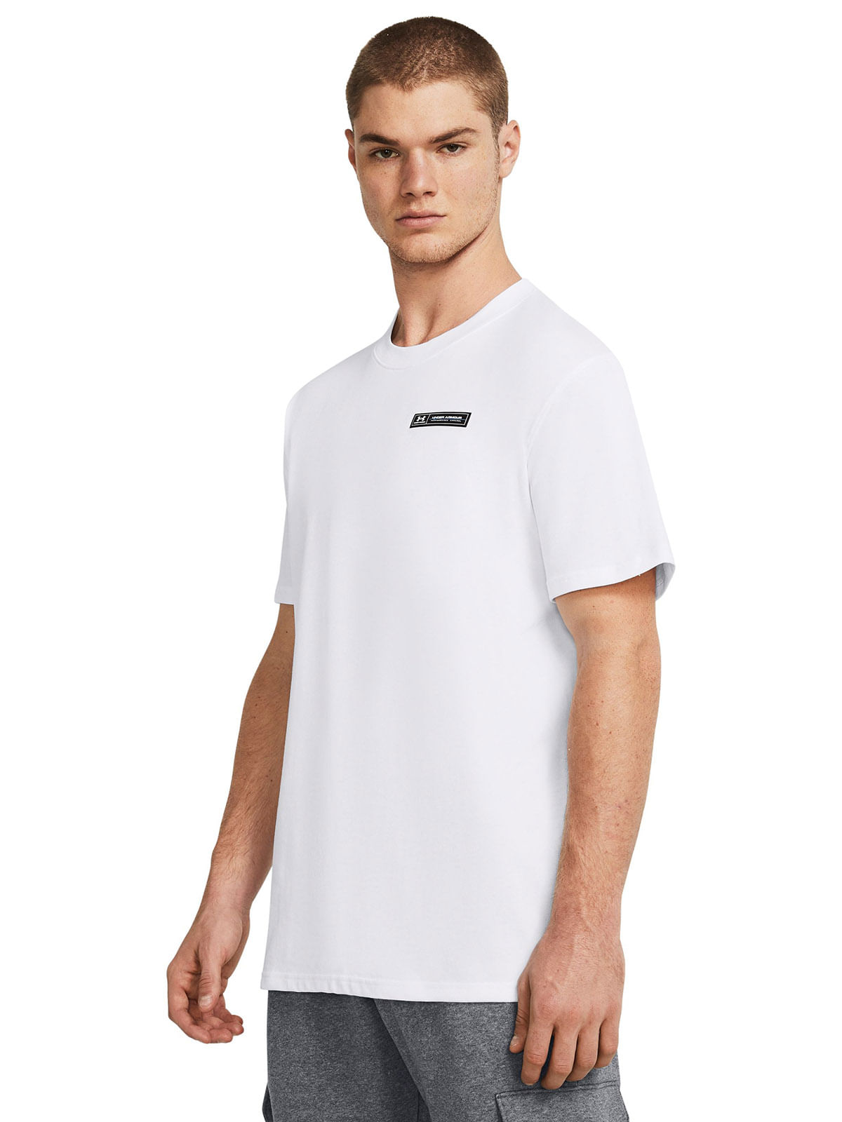 Polera manga corta UA armour label blanco para hombre