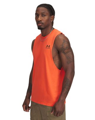 Polera sin mangas Under Armour Leftchest naranjo para hombre