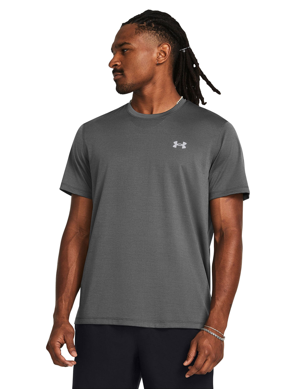 Polera manga corta UA launch gris para hombre