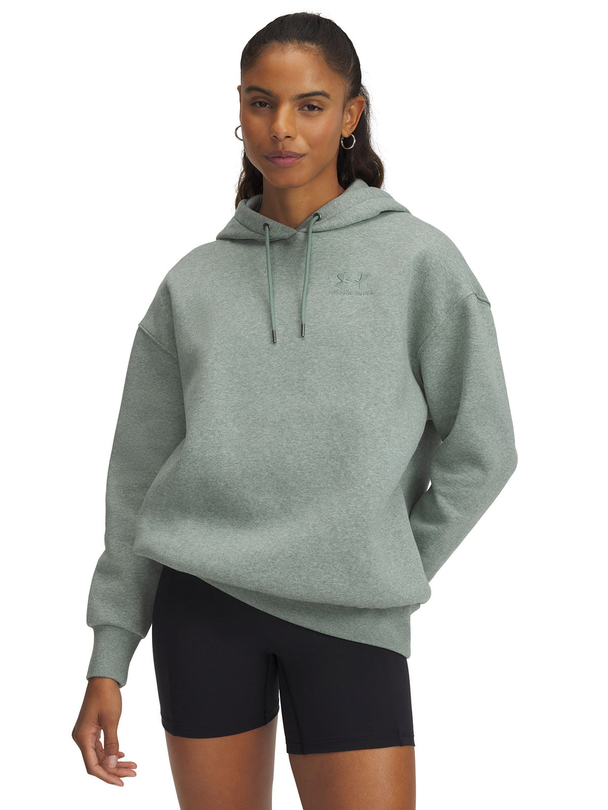 Polerón mujer UA Icon fleece oversized verde