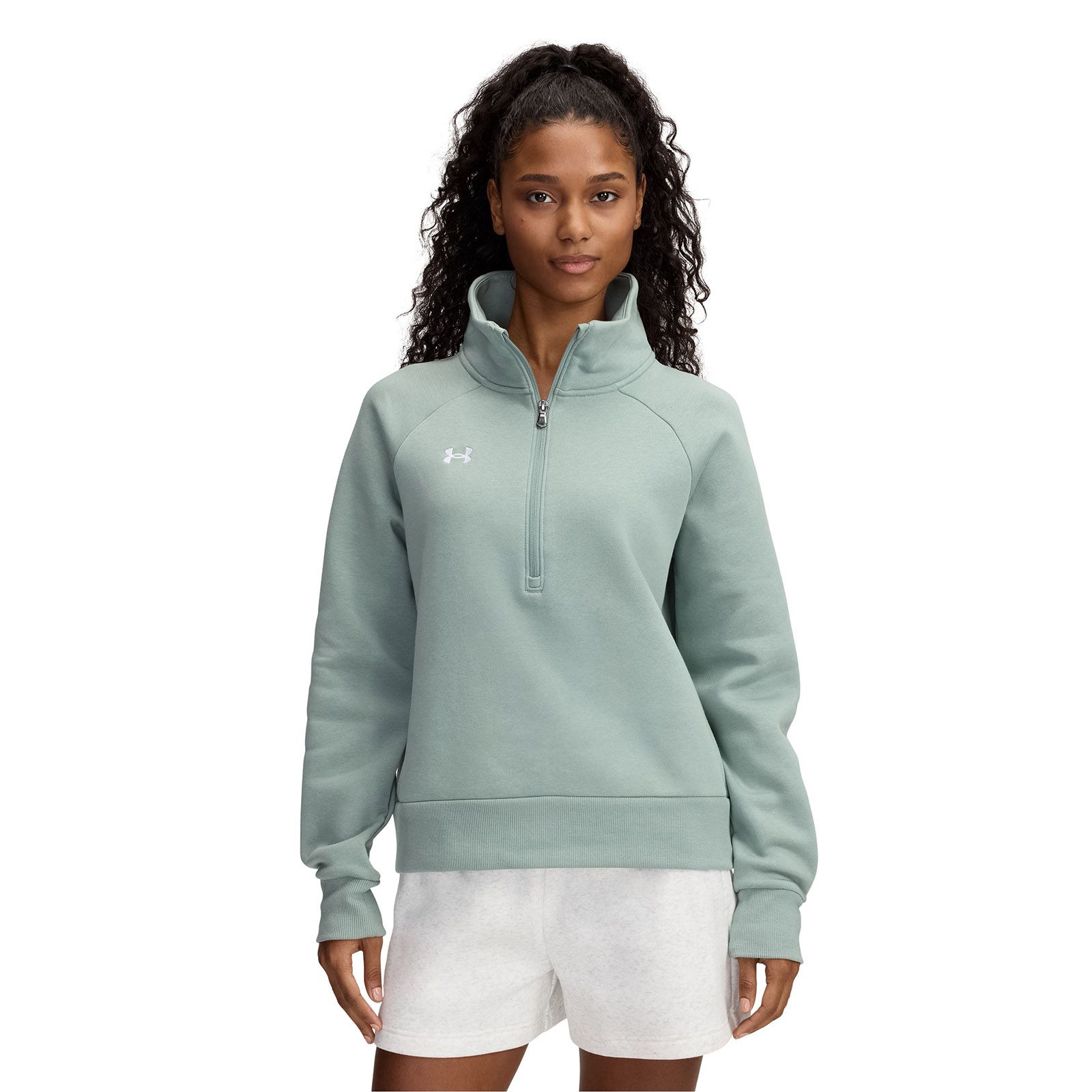 Polerón mujer Under Armour Rival fleece ½ cierre verde