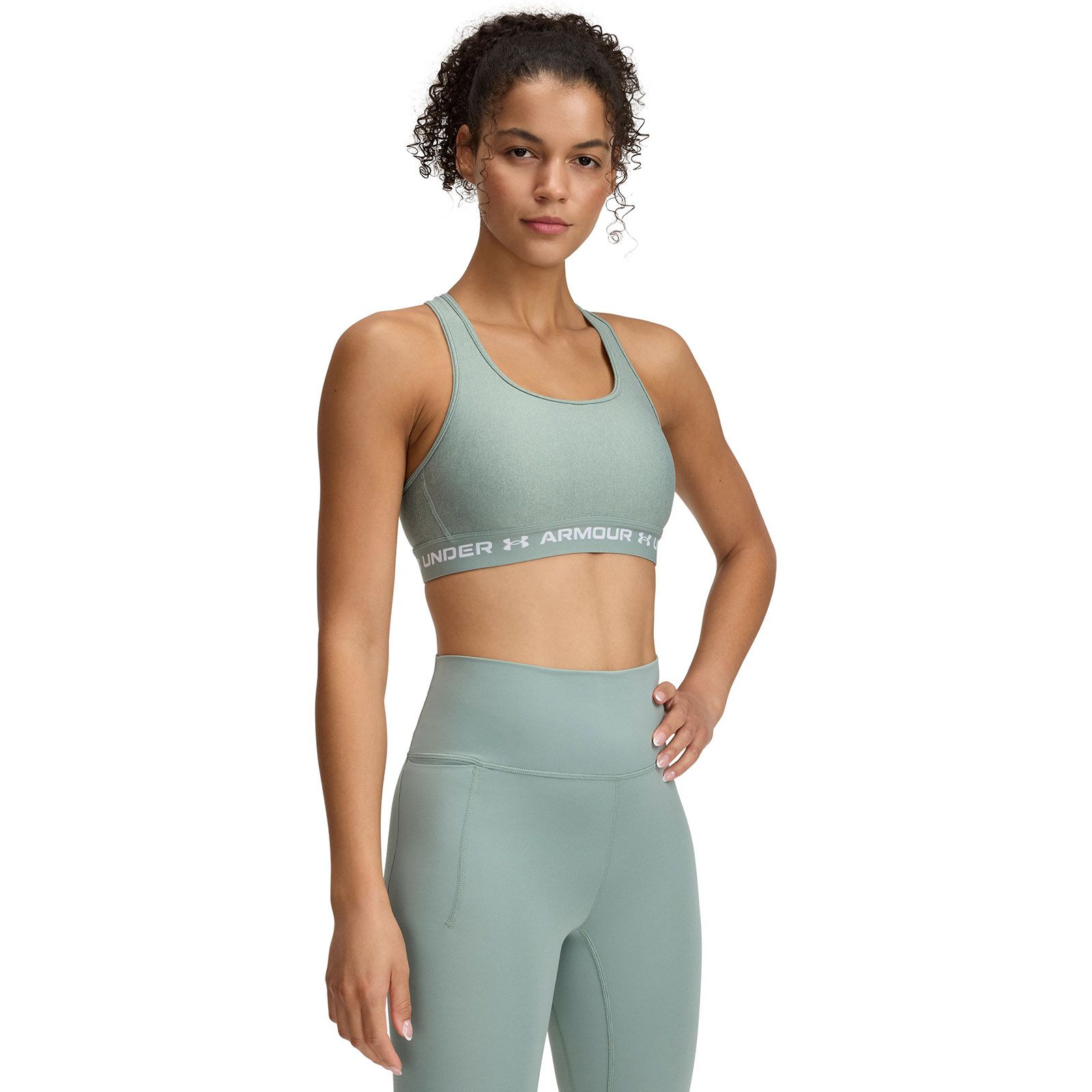 Sostén deportivo armour® mid crossback heather mujer verde Under Armour