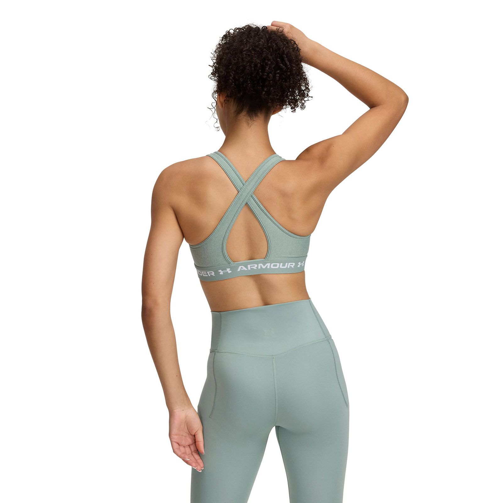 Sostén deportivo armour® mid crossback heather mujer verde Under Armour