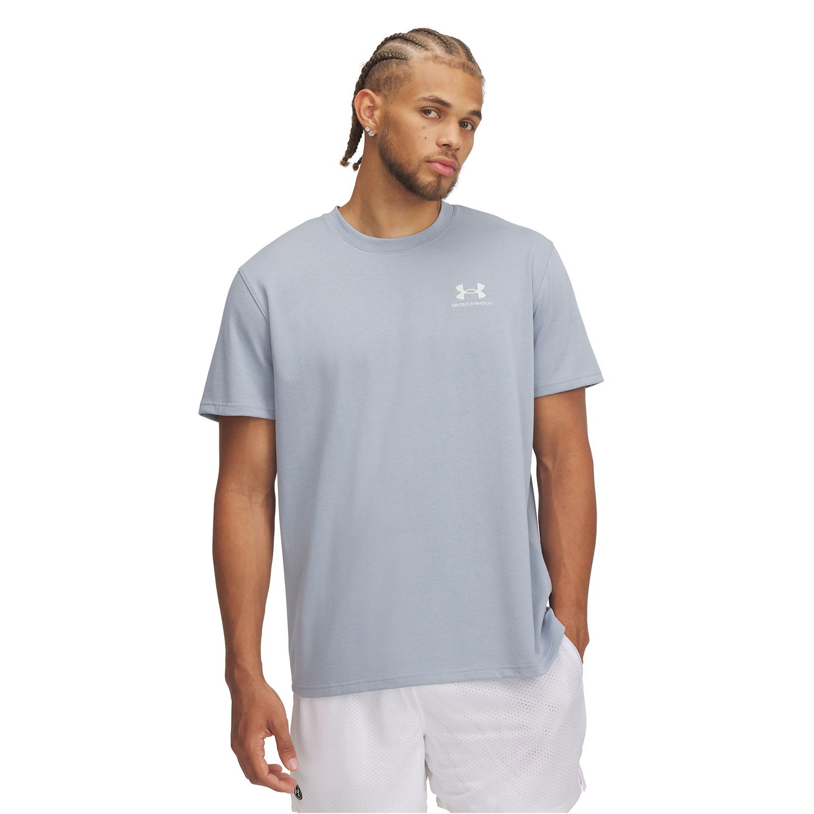 Polera manga corta Under Armour logo heavyweight azul para hombre