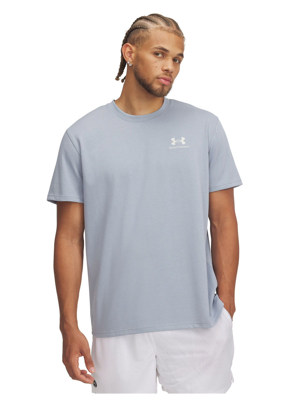 Polera manga corta UA logo heavyweight azul para hombre