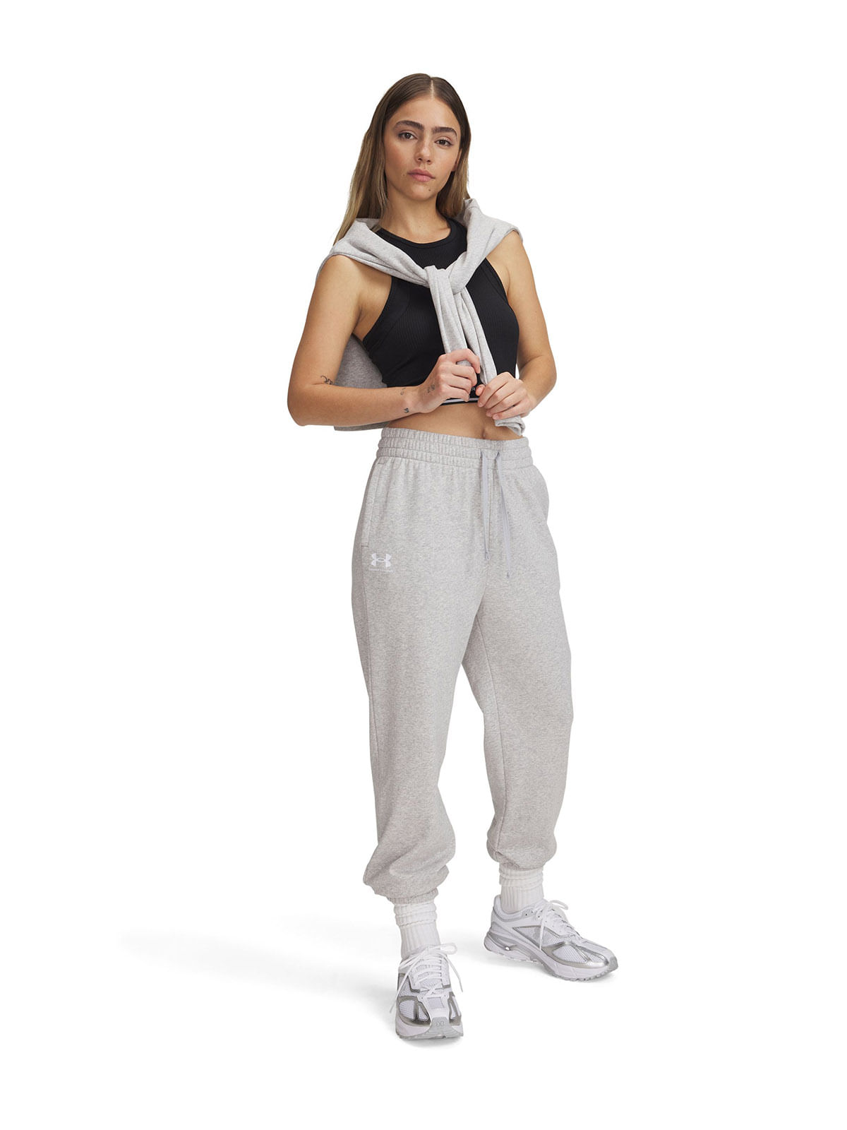 Jogger UA Rival terry gris para mujer