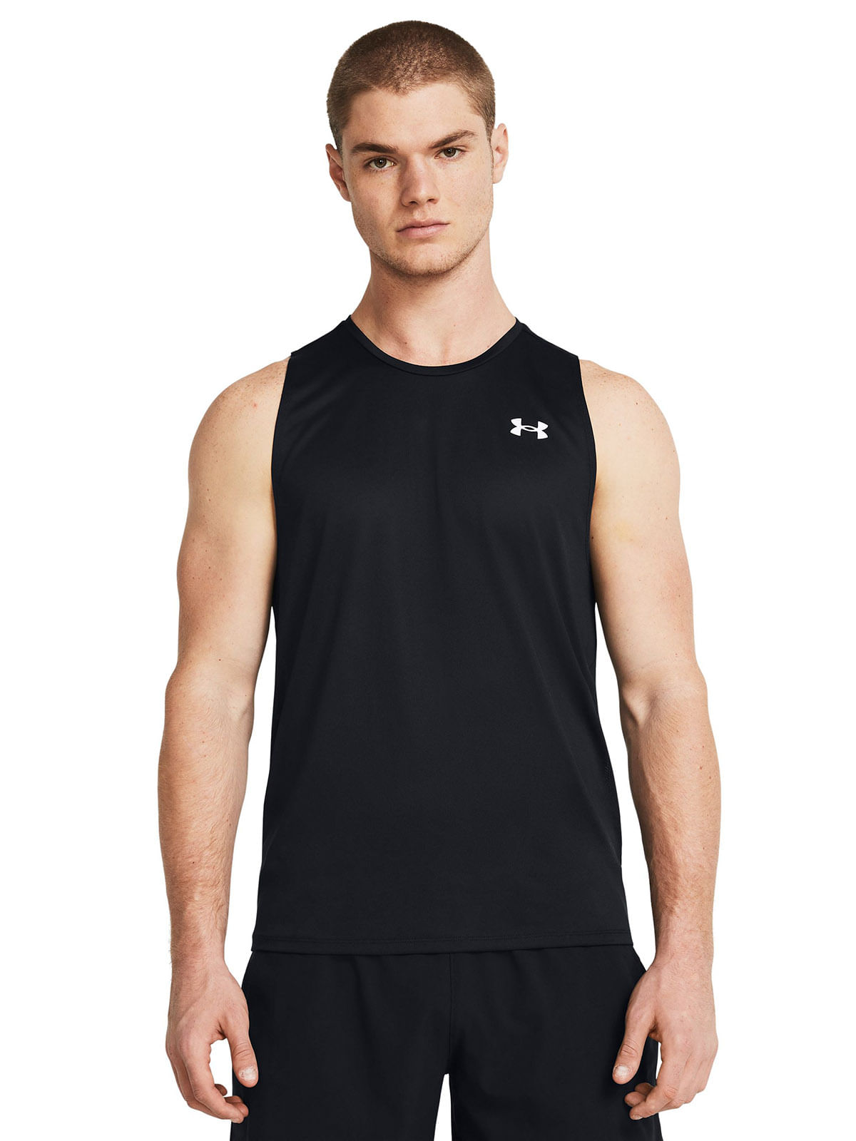 Polera sin mangas UA tech negro para hombre