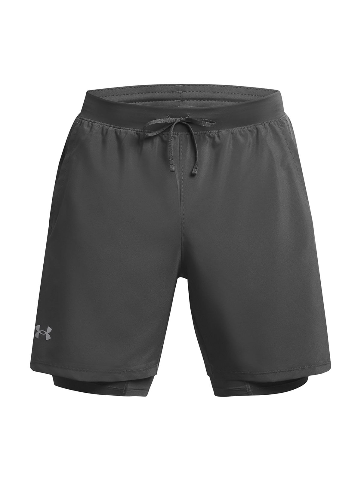 Shorts UA launch 2-en-1 gris para hombre