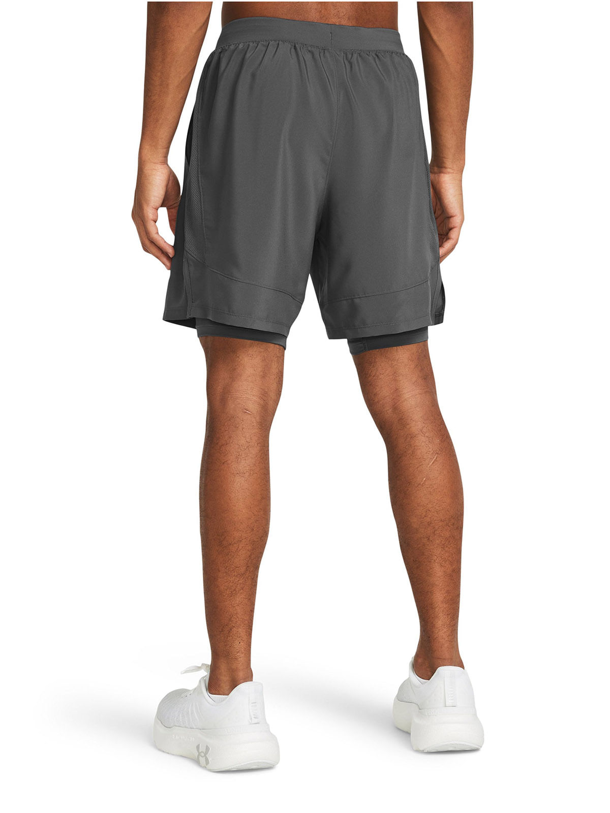 Shorts UA launch 2-en-1 gris para hombre