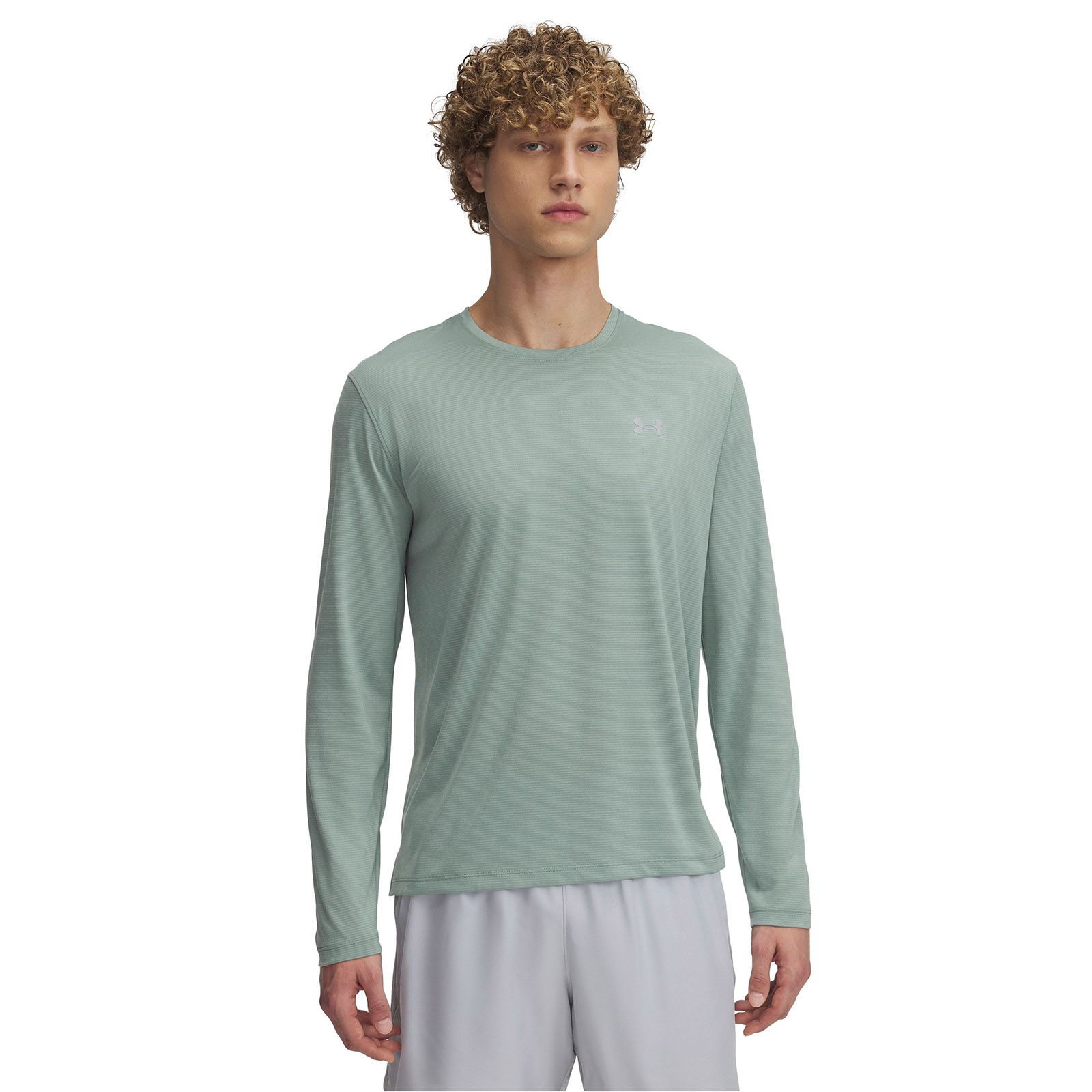 Polera manga larga Under Armour launch verde para hombre