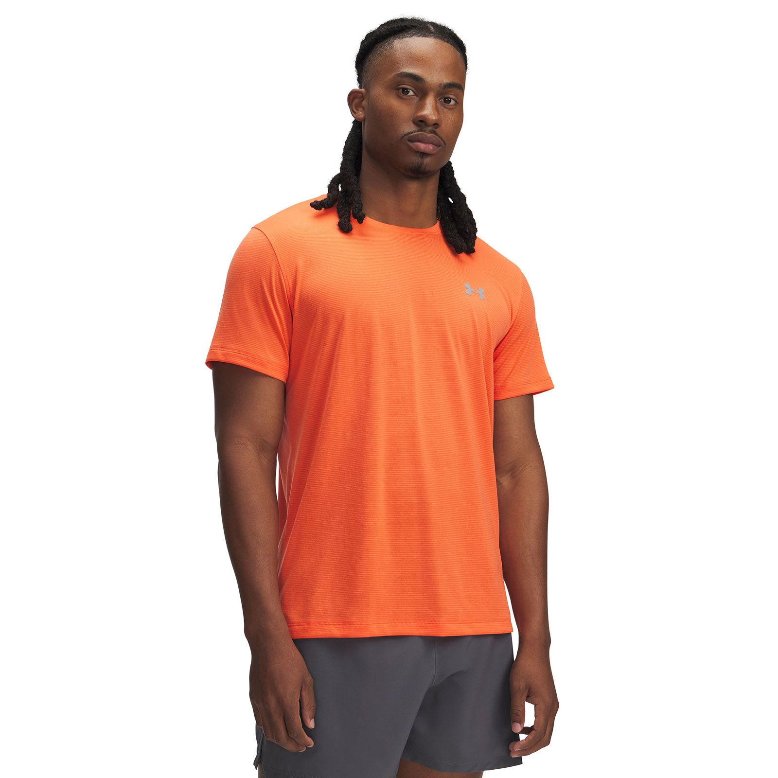 Polera manga corta Under Armour launch naranjo para hombre