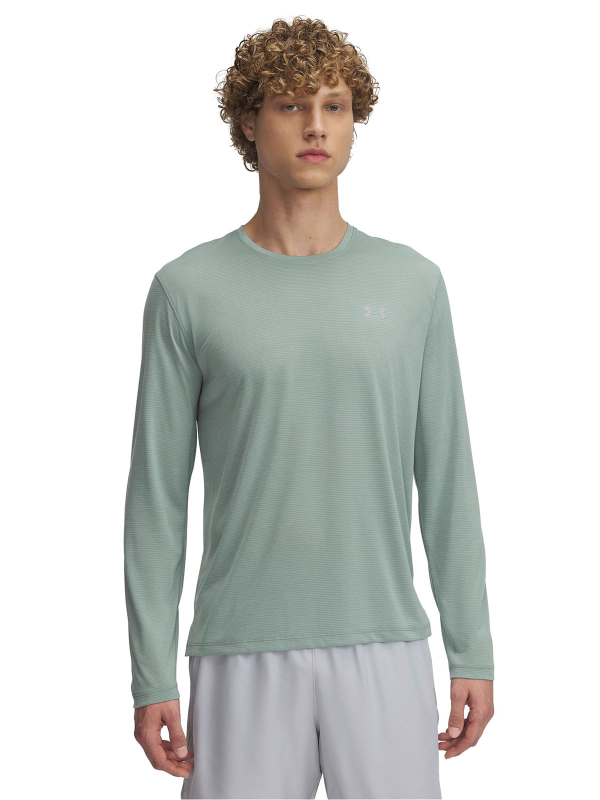 Polera manga larga UA launch verde para hombre