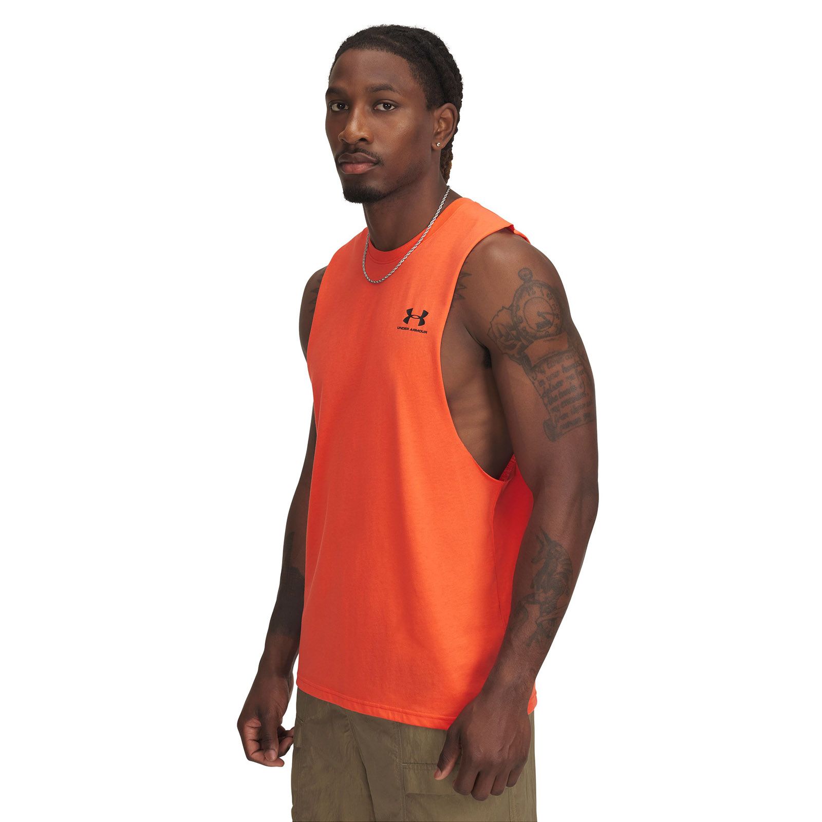 Polera sin mangas Under Armour Leftchest naranjo para hombre