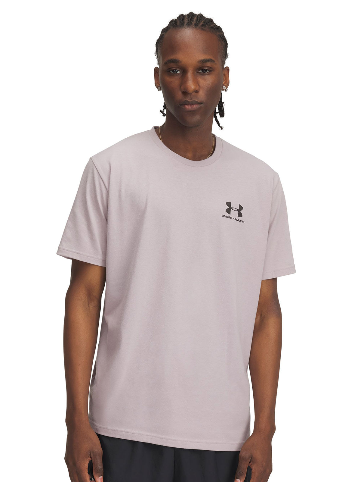Polera manga corta UA Leftchest gris para hombre