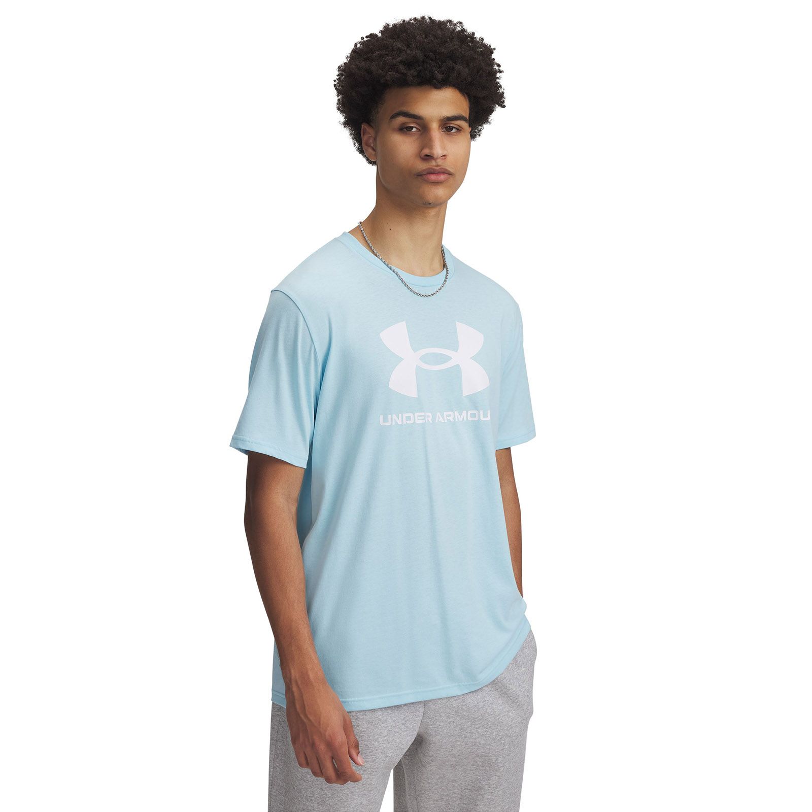 Polera manga corta Under Armour logo azul para hombre