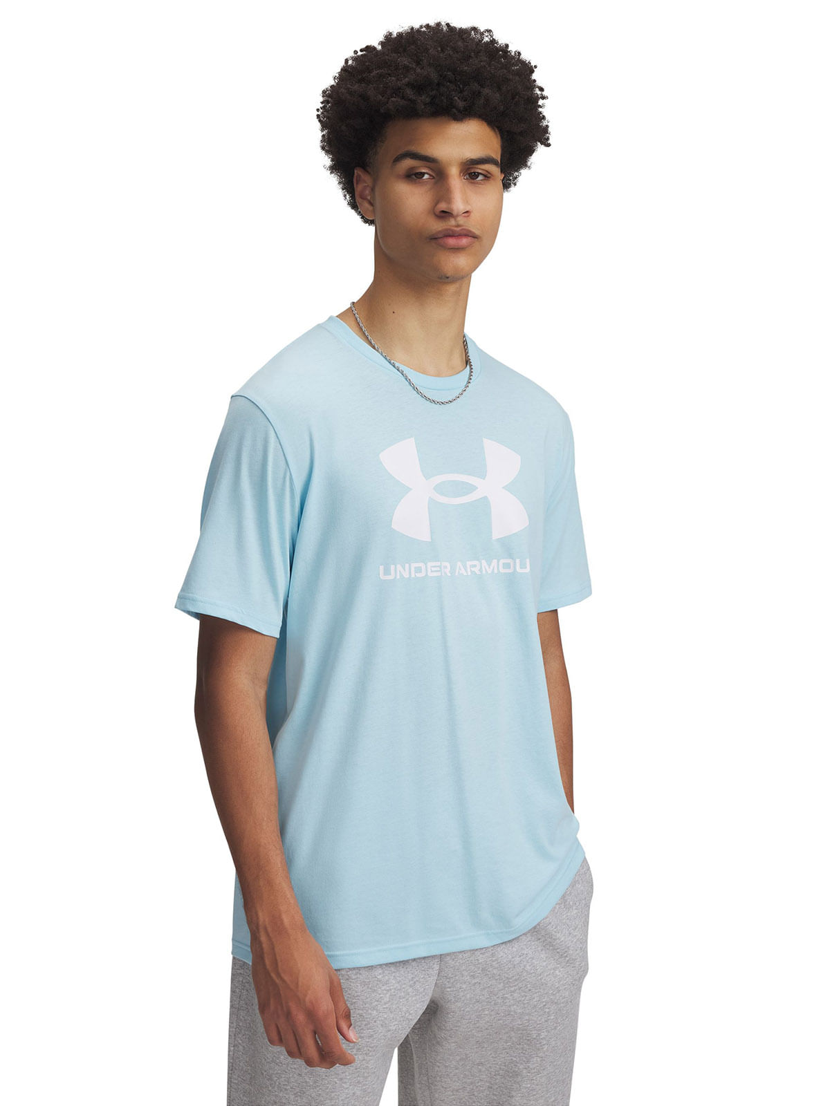 Polera manga corta UA logo azul para hombre