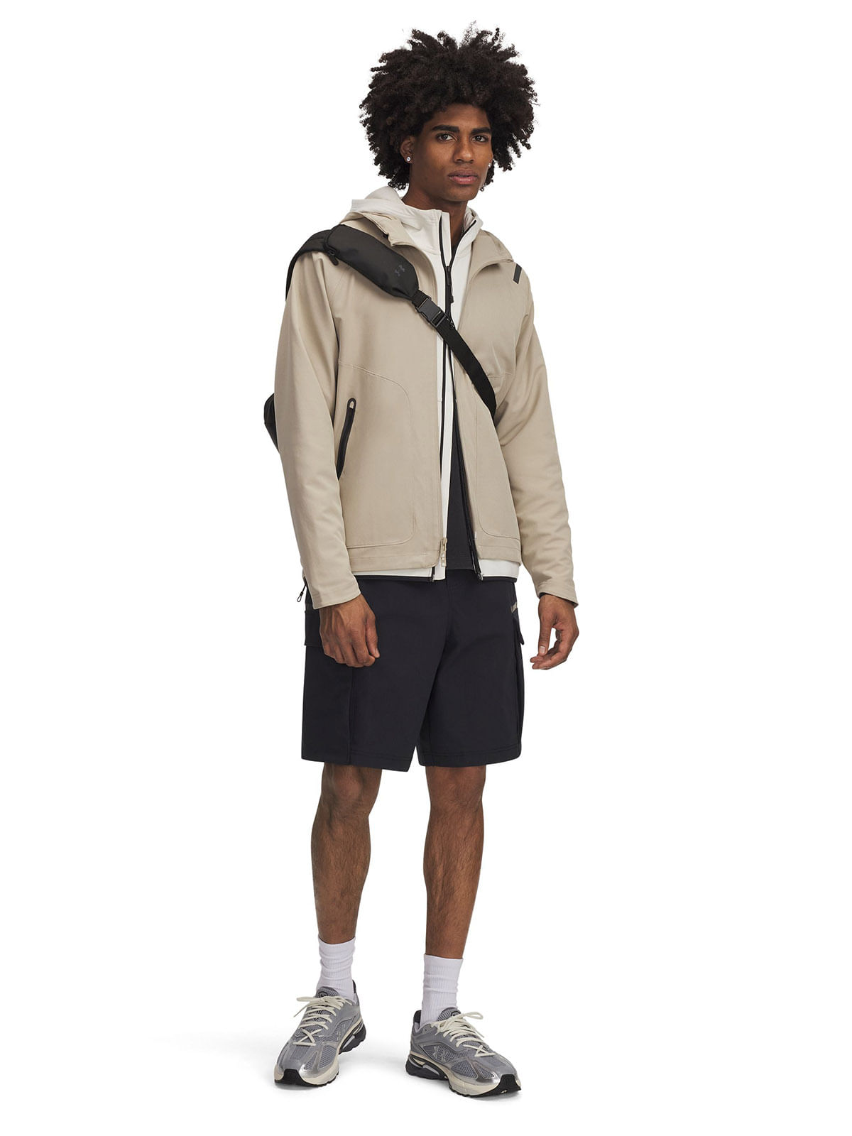 Polerón UA Unstoppable fleece con cierre café para hombre