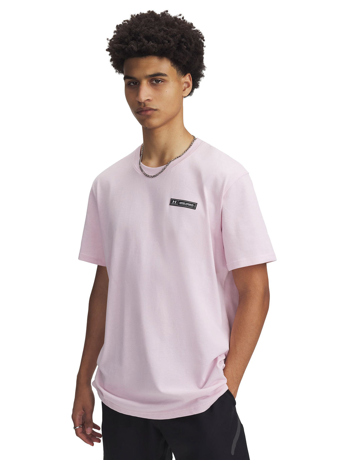 Polera manga corta UA armour label rosado para hombre